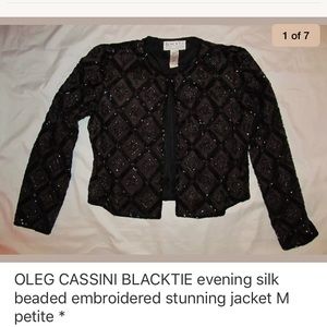 OLEG CASSINI beaded embroidered silk jacket MP